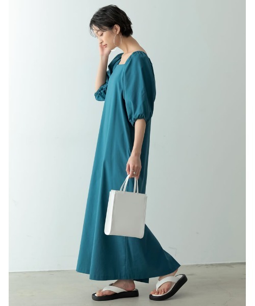 Re:EDIT(リエディ)の「2WAYパフスリーブリネンマキシワンピース(ワンピース・レディース・ブラック/ベージュ/ブラウン/オレンジ/ブルー/ダークオレンジ・MEDIUM/LARGE/SHORT/TALL)」の17枚目の写真