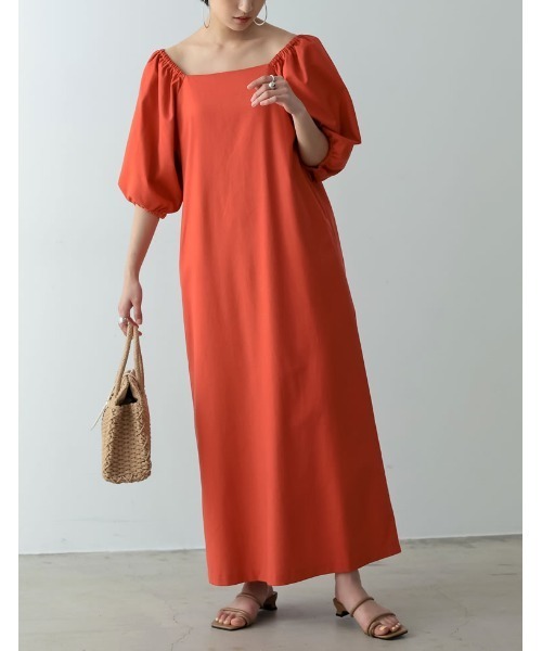 Re:EDIT(リエディ)の「2WAYパフスリーブリネンマキシワンピース(ワンピース・レディース・ブラック/ベージュ/ブラウン/オレンジ/ブルー/ダークオレンジ・MEDIUM/LARGE/SHORT/TALL)」の22枚目の写真