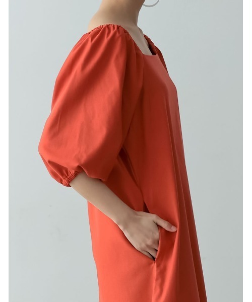 Re:EDIT(リエディ)の「2WAYパフスリーブリネンマキシワンピース(ワンピース・レディース・ブラック/ベージュ/ブラウン/オレンジ/ブルー/ダークオレンジ・MEDIUM/LARGE/SHORT/TALL)」の21枚目の写真