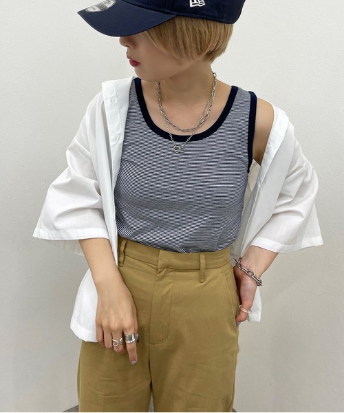 apres jour mignon（アプレジュールミニョン）の「ボーダータンク【ZOZOTOWN限定アイテム】（タンクトップ・レディース・ブラック系その他/ネイビー/グリーン系その他・X-LARGE/フリー）」の3枚目の写真