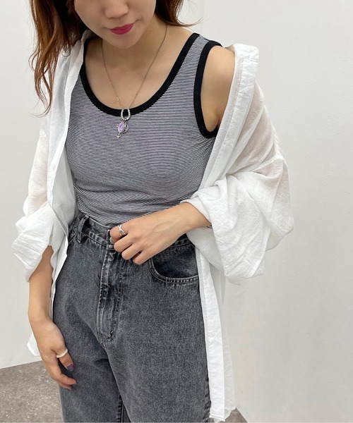 apres jour mignon（アプレジュールミニョン）の「ボーダータンク【ZOZOTOWN限定アイテム】（タンクトップ・レディース・ブラック系その他/ネイビー/グリーン系その他・X-LARGE/フリー）」の4枚目の写真