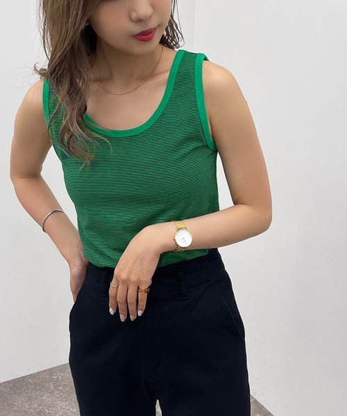 apres jour mignon（アプレジュールミニョン）の「ボーダータンク【ZOZOTOWN限定アイテム】（タンクトップ・レディース・ブラック系その他/ネイビー/グリーン系その他・X-LARGE/フリー）」の10枚目の写真