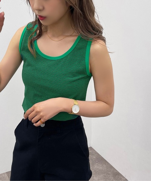 apres jour mignon（アプレジュールミニョン）の「ボーダータンク【ZOZOTOWN限定アイテム】（タンクトップ・レディース・ブラック系その他/ネイビー/グリーン系その他・X-LARGE/フリー）」の11枚目の写真