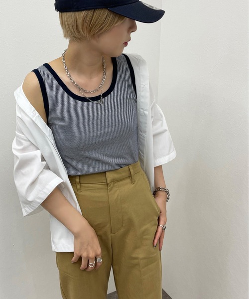 apres jour mignon（アプレジュールミニョン）の「ボーダータンク【ZOZOTOWN限定アイテム】（タンクトップ・レディース・ブラック系その他/ネイビー/グリーン系その他・X-LARGE/フリー）」の18枚目の写真