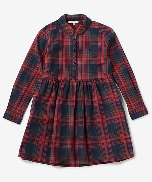 TOMMY HILFIGER(トミーヒルフィガー)の「GIRLS チェックシャツワンピース(シャツワンピース・キッズ・ネイビー・80cm/90cm/110cm/100cm/120cm)」の1枚目の写真