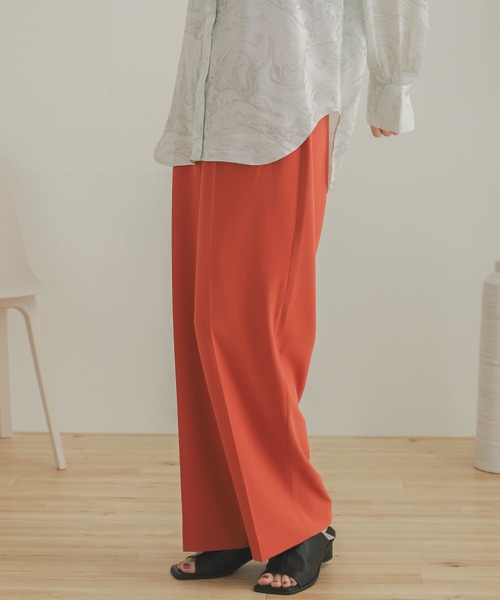 SENSE OF PLACE by URBAN RESEARCH（センスオブプレイスバイアーバンリサーチ）の「ジョーゼットワイドパンツ（その他パンツ・レディース・ブラック/オレンジ/ライトブルー/パープル/ライトベージュ・SMALL/X-SMALL/TALL/MEDIUM）」の9枚目の写真