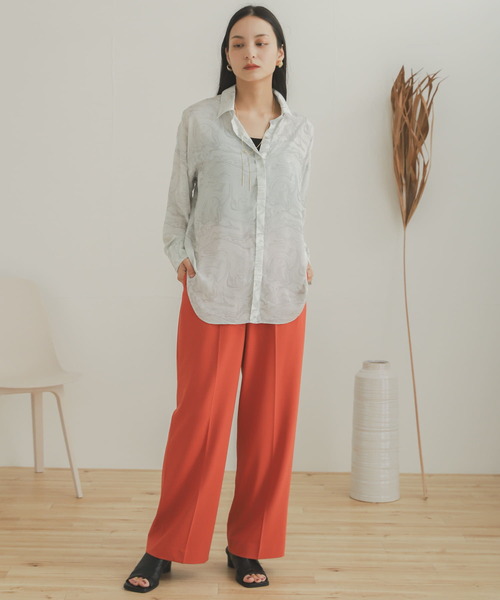 SENSE OF PLACE by URBAN RESEARCH（センスオブプレイスバイアーバンリサーチ）の「ジョーゼットワイドパンツ（その他パンツ・レディース・ブラック/オレンジ/ライトブルー/パープル/ライトベージュ・SMALL/X-SMALL/TALL/MEDIUM）」の15枚目の写真