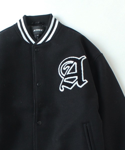 AVIREX（アヴィレックス）の「【直営店限定】スタジアムジャケット / STADIUM JACKET AVX / アヴィレックス / AVIREX（スタジャン・メンズ・ブラック・MEDIUM/LARGE）」の5枚目の写真