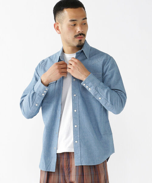 BEAMS PLUS（ビームスプラス）の「BEAMS PLUS / シャンブレー ウエスタン シャツ（シャツ/ブラウス・メンズ・サックスブルー/ブルー・SMALL/LARGE/MEDIUM/X-LARGE/X-SMALL）」の3枚目の写真