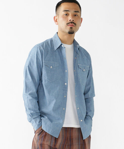 BEAMS PLUS（ビームスプラス）の「BEAMS PLUS / シャンブレー ウエスタン シャツ（シャツ/ブラウス・メンズ・サックスブルー/ブルー・SMALL/LARGE/MEDIUM/X-LARGE/X-SMALL）」の4枚目の写真