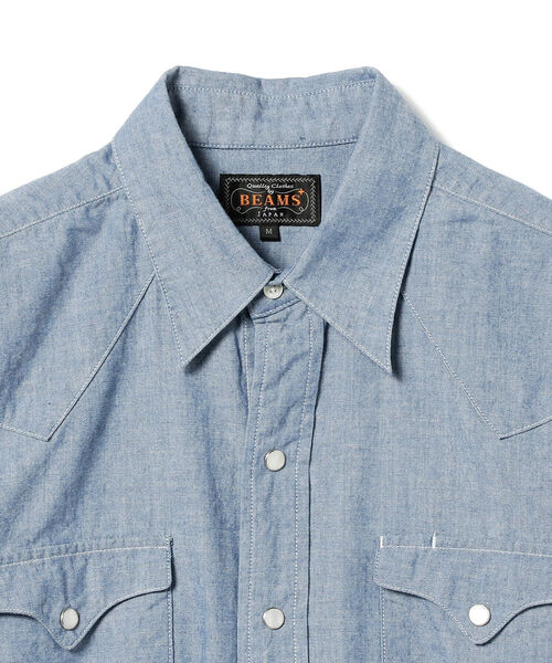 BEAMS PLUS（ビームスプラス）の「BEAMS PLUS / シャンブレー ウエスタン シャツ（シャツ/ブラウス・メンズ・サックスブルー/ブルー・SMALL/LARGE/MEDIUM/X-LARGE/X-SMALL）」の8枚目の写真