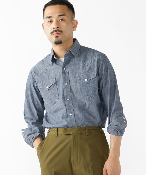 BEAMS PLUS（ビームスプラス）の「BEAMS PLUS / シャンブレー ウエスタン シャツ（シャツ/ブラウス・メンズ・サックスブルー/ブルー・SMALL/LARGE/MEDIUM/X-LARGE/X-SMALL）」の11枚目の写真