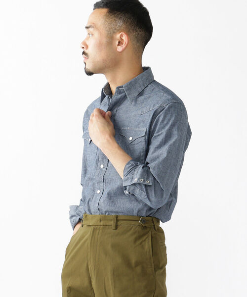 BEAMS PLUS（ビームスプラス）の「BEAMS PLUS / シャンブレー ウエスタン シャツ（シャツ/ブラウス・メンズ・サックスブルー/ブルー・SMALL/LARGE/MEDIUM/X-LARGE/X-SMALL）」の12枚目の写真