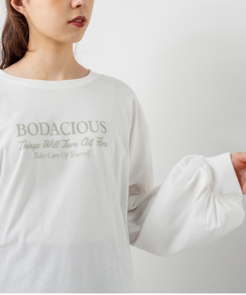 OLIVE des OLIVE（オリーブデオリーブ）の「ロゴロンT（Tシャツ/カットソー・レディース・オフホワイト/ピンク/サックスブルー/ベージュ・FREE）」の2枚目の写真