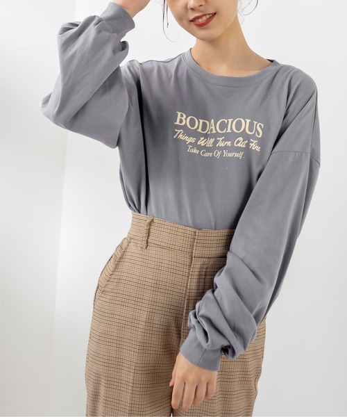 OLIVE des OLIVE（オリーブデオリーブ）の「ロゴロンT（Tシャツ/カットソー・レディース・オフホワイト/ピンク/サックスブルー/ベージュ・FREE）」の3枚目の写真