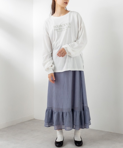 OLIVE des OLIVE（オリーブデオリーブ）の「ロゴロンT（Tシャツ/カットソー・レディース・オフホワイト/ピンク/サックスブルー/ベージュ・FREE）」の5枚目の写真