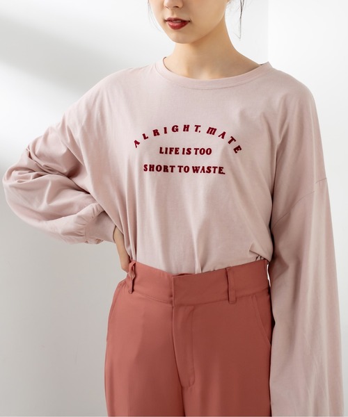 OLIVE des OLIVE（オリーブデオリーブ）の「ロゴロンT（Tシャツ/カットソー・レディース・オフホワイト/ピンク/サックスブルー/ベージュ・FREE）」の14枚目の写真