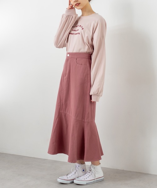 OLIVE des OLIVE（オリーブデオリーブ）の「ロゴロンT（Tシャツ/カットソー・レディース・オフホワイト/ピンク/サックスブルー/ベージュ・FREE）」の9枚目の写真