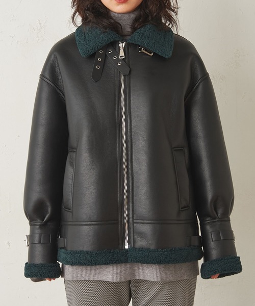 Lui's（ルイス）の「フェイクムートンB-3ジャケット（ミリタリージャケット・レディース・ダークブラウン/ブラック・FREE）」の12枚目の写真