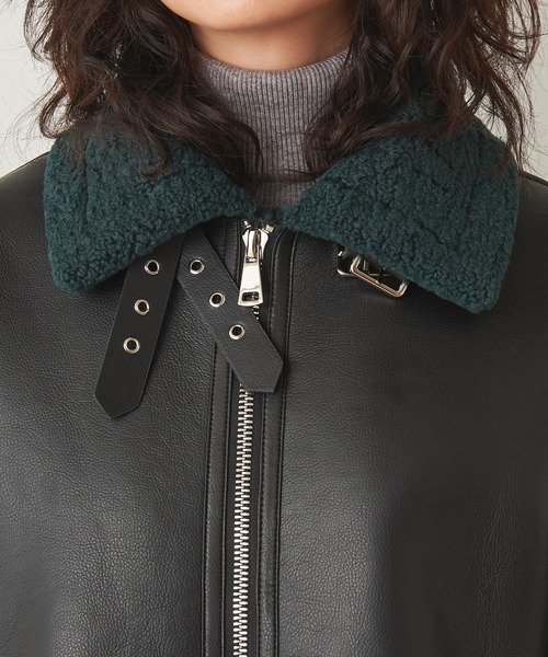 Lui's（ルイス）の「フェイクムートンB-3ジャケット（ミリタリージャケット・レディース・ダークブラウン/ブラック・FREE）」の9枚目の写真