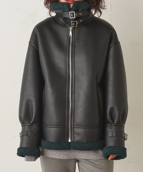 Lui's（ルイス）の「フェイクムートンB-3ジャケット（ミリタリージャケット・レディース・ダークブラウン/ブラック・FREE）」の15枚目の写真