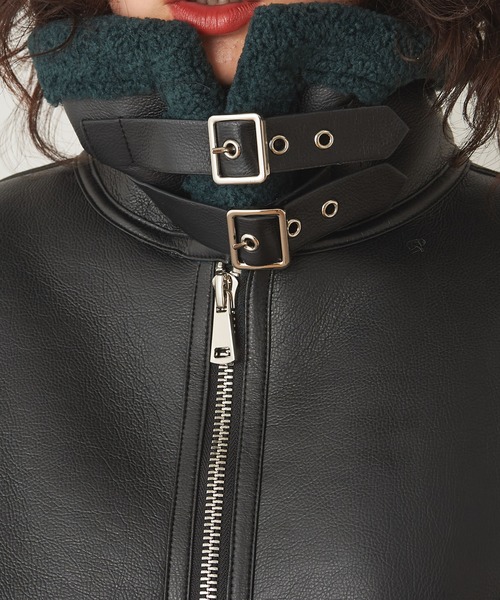 Lui's（ルイス）の「フェイクムートンB-3ジャケット（ミリタリージャケット・レディース・ダークブラウン/ブラック・FREE）」の13枚目の写真