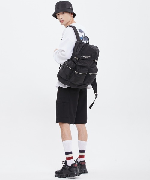 ROMANTIC CROWN（ロマンティッククラウン）の「【ROMANTIC CROWN】GLOSS MINIMAL BACKPACK / ロマンティッククラウン グロス ミニマル ナイロン バックパック（バックパック/リュック・メンズ・ブラック/カーキ・FREE）」の5枚目の写真