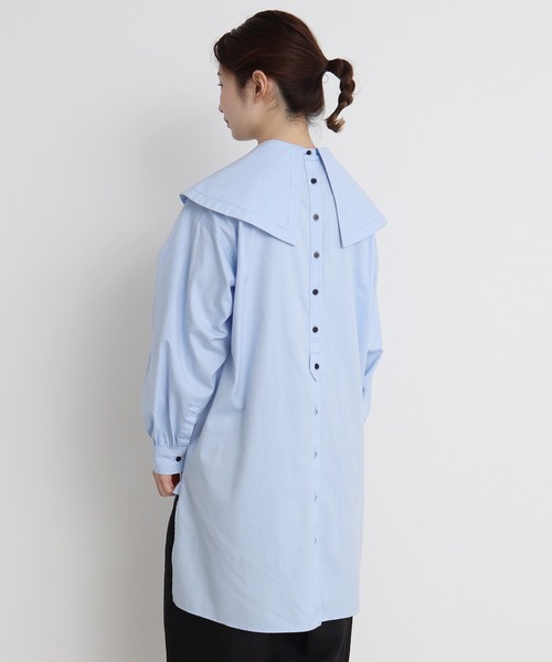 Malle(マル)の「malle 80/オックス ケープ衿チュニックシャツ(シャツ/ブラウス・レディース・イエロー/オフホワイト/サックスブルー・FREE)」の10枚目の写真