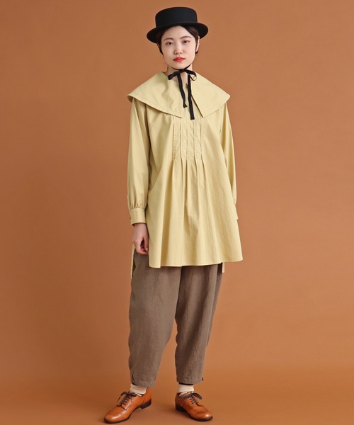 Malle(マル)の「malle 80/オックス ケープ衿チュニックシャツ(シャツ/ブラウス・レディース・イエロー/オフホワイト/サックスブルー・FREE)」の15枚目の写真