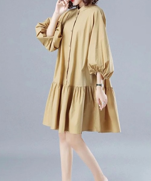 バンドカラーティアードシャツワンピース（シャツワンピース）｜Twinkle;pm（トゥインクルピーエム）