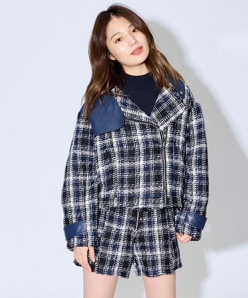 REDYAZEL（レディアゼル）の「ファンシーツイードショートパンツ（その他パンツ・レディース・ブラック/ネイビー・SMALL/MEDIUM）」の2枚目の写真