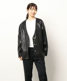 DANKE SCHON | DankeSchon/ダンケシェーン/ECOLETHER CARDIGAN/エコレザーカーディガン(カーディガン/ボレロ)