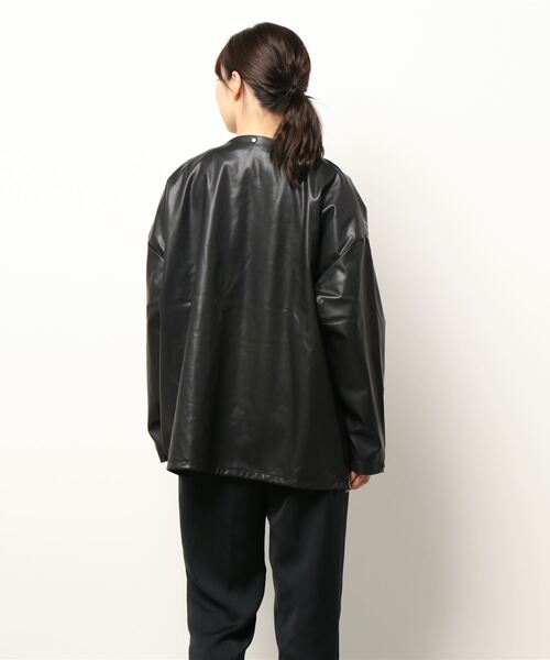 DANKE SCHON(ダンケシェーン)の「DankeSchon/ダンケシェーン/ECOLETHER CARDIGAN/エコレザーカーディガン(カーディガン/ボレロ・レディース・ブラック・FREE)」の4枚目の写真