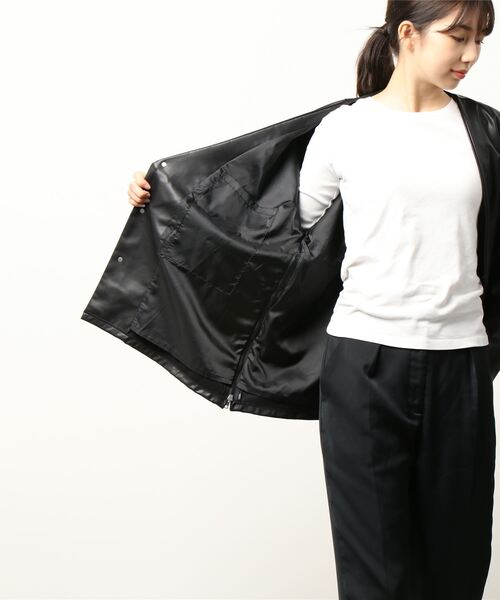 DANKE SCHON(ダンケシェーン)の「DankeSchon/ダンケシェーン/ECOLETHER CARDIGAN/エコレザーカーディガン(カーディガン/ボレロ・レディース・ブラック・FREE)」の3枚目の写真