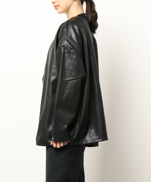 DANKE SCHON(ダンケシェーン)の「DankeSchon/ダンケシェーン/ECOLETHER CARDIGAN/エコレザーカーディガン(カーディガン/ボレロ・レディース・ブラック・FREE)」の16枚目の写真