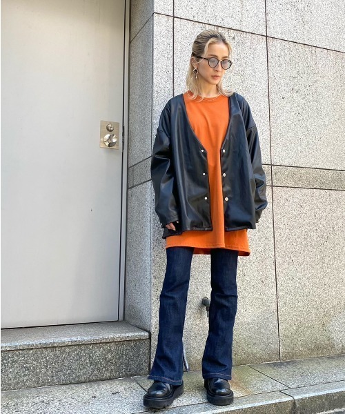 DANKE SCHON(ダンケシェーン)の「DankeSchon/ダンケシェーン/ECOLETHER CARDIGAN/エコレザーカーディガン(カーディガン/ボレロ・レディース・ブラック・FREE)」の13枚目の写真