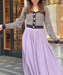 ニットツイードハートネックカーディガン