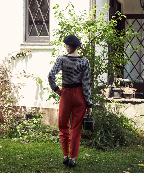 EIMY ISTOIRE（エイミーイストワール）の「ニットツイードハートネックカーディガン（カーディガン/ボレロ・レディース・アイボリー/ブラック/ネイビー/ラベンダー/オレンジ・FREE）」の22枚目の写真