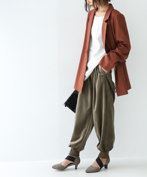 osharewalker（オシャレウォーカー）の「【廃盤】『ベロアジョガーパンツ』（その他パンツ・レディース・ピンク/スミクロ/カーキ/グレイッシュブルー・2/1）」の9枚目の写真