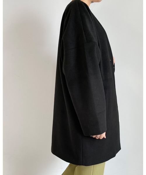 MLI'A(エムリア)の「ノーカラーオーバーサイズコート(その他アウター・レディース・ブラック/アイボリー系5/杢グレー/ブラウン系その他2・M)」の5枚目の写真