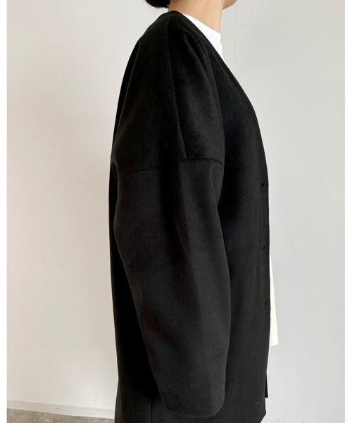 MLI'A(エムリア)の「ノーカラーオーバーサイズコート(その他アウター・レディース・ブラック/アイボリー系5/杢グレー/ブラウン系その他2・M)」の6枚目の写真