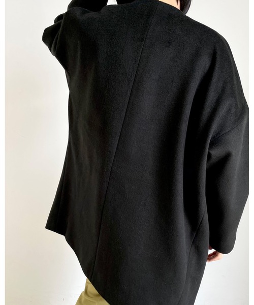 MLI'A(エムリア)の「ノーカラーオーバーサイズコート(その他アウター・レディース・ブラック/アイボリー系5/杢グレー/ブラウン系その他2・M)」の8枚目の写真