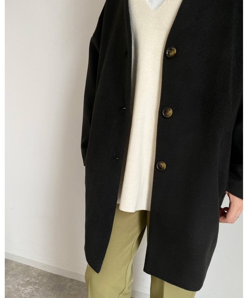 MLI'A(エムリア)の「ノーカラーオーバーサイズコート(その他アウター・レディース・ブラック/アイボリー系5/杢グレー/ブラウン系その他2・M)」の9枚目の写真