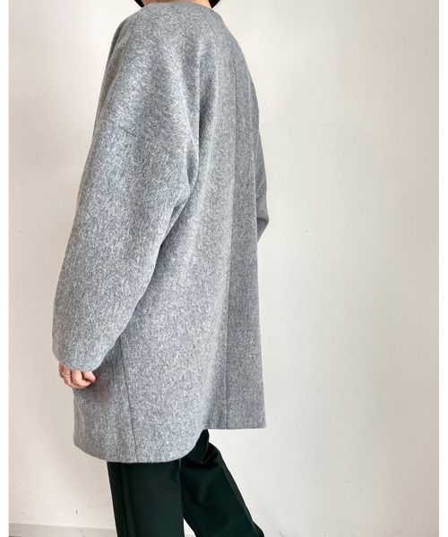 MLI'A(エムリア)の「ノーカラーオーバーサイズコート(その他アウター・レディース・ブラック/アイボリー系5/杢グレー/ブラウン系その他2・M)」の14枚目の写真