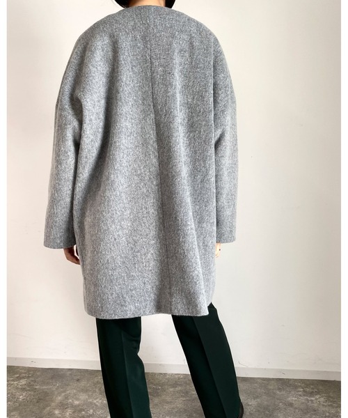 MLI'A(エムリア)の「ノーカラーオーバーサイズコート(その他アウター・レディース・ブラック/アイボリー系5/杢グレー/ブラウン系その他2・M)」の17枚目の写真