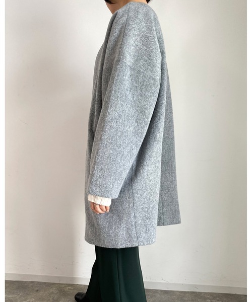 MLI'A(エムリア)の「ノーカラーオーバーサイズコート(その他アウター・レディース・ブラック/アイボリー系5/杢グレー/ブラウン系その他2・M)」の13枚目の写真