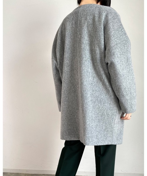 MLI'A(エムリア)の「ノーカラーオーバーサイズコート(その他アウター・レディース・ブラック/アイボリー系5/杢グレー/ブラウン系その他2・M)」の16枚目の写真