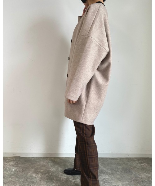 MLI'A(エムリア)の「ノーカラーオーバーサイズコート(その他アウター・レディース・ブラック/アイボリー系5/杢グレー/ブラウン系その他2・M)」の22枚目の写真