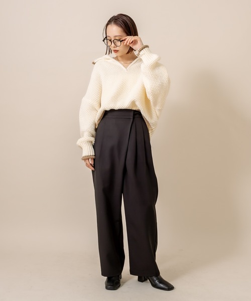 mystic（ミスティック）の「[mline] WEB限定 ラップタックパンツ（その他パンツ・レディース・ブラック/ベージュ・1/2）」の12枚目の写真