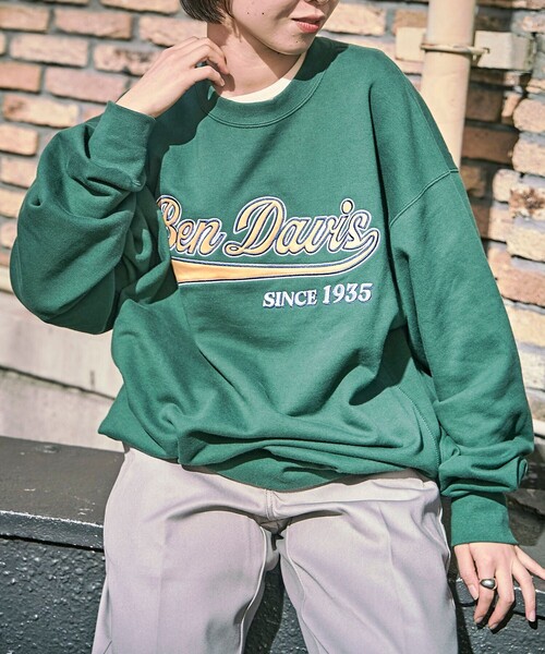 BEN DAVIS（ベンデイビス）の「BEN DAVIS/ベンデイビス STADIUM LOGO CREW SWEAT スタジアムロゴスウェット（スウェット・レディース・アッシュグレー/ダークグリーン/ネイビー/ブルー/グリーン・SMALL/MEDIUM/LARGE/X-LARGE）」の3枚目の写真